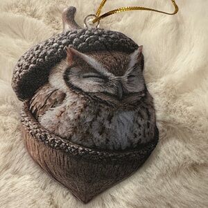 Brown Owl Acorn Holiday Ornament - Home Holiday